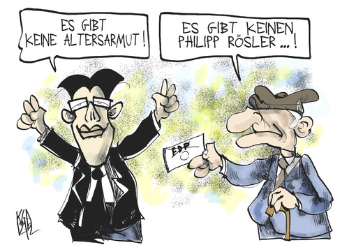 Cartoon: Altersarmut (medium) by Kostas Koufogiorgos tagged rösler,altersarmut,fdp,rentner,geld,rente,wahl,gesellschaft,karikatur,kostas,koufogiorgos,rösler,altersarmut,fdp,rentner,geld,rente,wahl,gesellschaft,karikatur,kostas,koufogiorgos