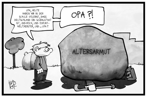 Cartoon: Altersarmut (medium) by Kostas Koufogiorgos tagged karikatur,koufogiorgos,illustration,cartoon,altersarmut,opa,rentner,last,belastung,schüler,enkel,geld,wirtschaft,deutschland,sozialstaat,rente,exportweltmeister,wirtschaftskraft,karikatur,koufogiorgos,illustration,cartoon,altersarmut,opa,rentner,last,belastung,schüler,enkel,geld,wirtschaft,deutschland,sozialstaat,rente,exportweltmeister,wirtschaftskraft