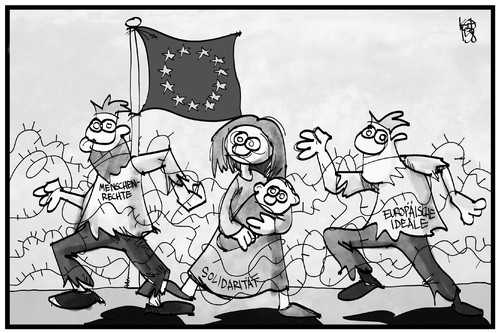 Cartoon: Am Grenzzaun der EU (medium) by Kostas Koufogiorgos tagged karikatur,koufogiorgos,illustration,cartoon,grenzzaun,grenze,zaun,eu,europa,union,menschenrechte,solidarität,ideale,flüchtlinge,asyl,stacheldraht,verfangen,abwehr,abschottung,karikatur,koufogiorgos,illustration,cartoon,grenzzaun,grenze,zaun,eu,europa,union,menschenrechte,solidarität,ideale,flüchtlinge,asyl,stacheldraht,verfangen,abwehr,abschottung