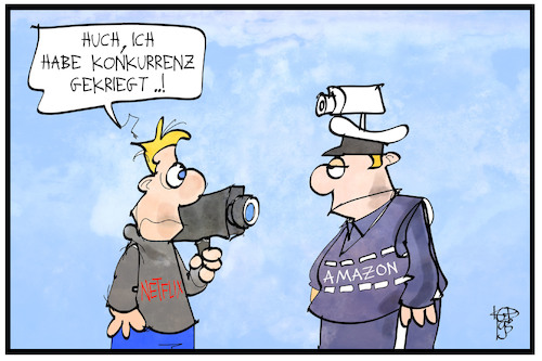 Cartoon: Amazon-Polizei (medium) by Kostas Koufogiorgos tagged karikatur,koufogiorgos,illustration,cartoon,amazon,polizei,netflix,video,film,sicherheit,showbusiness,streaming,karikatur,koufogiorgos,illustration,cartoon,amazon,polizei,netflix,video,film,sicherheit,showbusiness,streaming