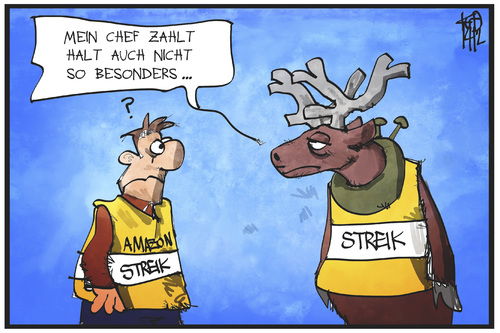 Cartoon: Amazon-Streik (medium) by Kostas Koufogiorgos tagged karikatur,koufogiorgos,illustration,cartoon,amazon,streik,arbeitskampf,arbeiter,rentier,boss,weihnachten,online,versand,handel,konsum,bezahlung,wirtschaft,angestellter,karikatur,koufogiorgos,illustration,cartoon,amazon,streik,arbeitskampf,arbeiter,rentier,boss,weihnachten,online,versand,handel,konsum,bezahlung,wirtschaft,angestellter