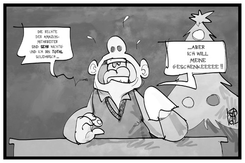 Cartoon: Amazon-Streik (medium) by Kostas Koufogiorgos tagged karikatur,koufogiorgos,illustration,cartoon,amazon,streik,arbeitskampf,rechte,solidarität,weihnachten,geschenke,konsum,lieferung,wirtschaft,karikatur,koufogiorgos,illustration,cartoon,amazon,streik,arbeitskampf,rechte,solidarität,weihnachten,geschenke,konsum,lieferung,wirtschaft