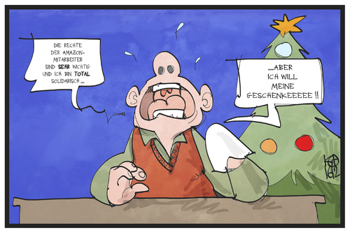 Cartoon: Amazon-Streik (medium) by Kostas Koufogiorgos tagged karikatur,koufogiorgos,illustration,cartoon,amazon,streik,arbeitskampf,rechte,solidarität,weihnachten,geschenke,konsum,lieferung,wirtschaft,karikatur,koufogiorgos,illustration,cartoon,amazon,streik,arbeitskampf,rechte,solidarität,weihnachten,geschenke,konsum,lieferung,wirtschaft