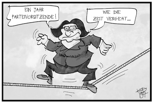 Cartoon: Andrea Nahles (medium) by Kostas Koufogiorgos tagged karikatur,koufogiorgos,illustration,cartoon,andrea,nahles,parteivorsitz,spd,drahtseilakt,wackelig,unsicher,partei,sozialdemokraten,zeit,karikatur,koufogiorgos,illustration,cartoon,andrea,nahles,parteivorsitz,spd,drahtseilakt,wackelig,unsicher,partei,sozialdemokraten,zeit