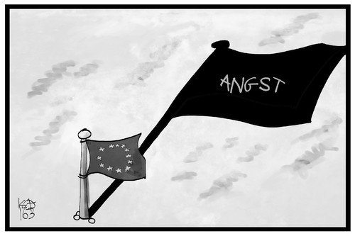 Cartoon: Angst in Europa (medium) by Kostas Koufogiorgos tagged karikatur,koufogiorgos,illustration,cartoon,europa,fahne,flagge,angst,terrorismus,schatten,eu,karikatur,koufogiorgos,illustration,cartoon,europa,fahne,flagge,angst,terrorismus,schatten,eu