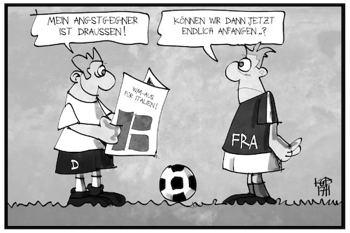 Cartoon: Angstgegner Italien (medium) by Kostas Koufogiorgos tagged karikatur,koufogiorgos,illustration,cartoon,wm,russland,2018,italien,frankreich,deutschland,dfb,angstgegner,spiel,fussball,sport,qualifikation,karikatur,koufogiorgos,illustration,cartoon,wm,russland,2018,italien,frankreich,deutschland,dfb,angstgegner,spiel,fussball,sport,qualifikation