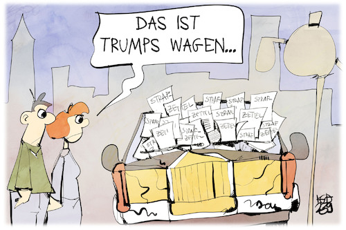 Cartoon: Anklageflut  gegen Trump (medium) by Kostas Koufogiorgos tagged karikatur,koufogiorgos,trump,prozess,betrug,usa,strafzettel,auto,karikatur,koufogiorgos,trump,prozess,betrug,usa,strafzettel,auto