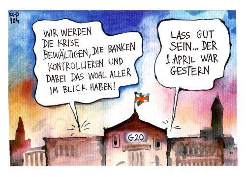 Cartoon: Aprilscherz (medium) by Kostas Koufogiorgos tagged g20,gipfel,treffen,london,wirtschaft,finanzkrise,karikatur,kostas,koufogiorgos,cartoon,cartoons,g20,gipfel,treffen,london,wirtschaft,finanzkrise,finanzen,geld,krise,wirtschaftskrise,bank,banken,april,aprilscherz