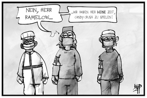 Cartoon: Arbeitsmoral (medium) by Kostas Koufogiorgos tagged karikatur,koufogiorgos,illustration,cartoon,ramelow,candy,crush,medizin,arzt,pflege,krankenpfleger,pflegepersonal,arbeitsmoral,pandemie,respekt,krankenhaus,pflegeheim,karikatur,koufogiorgos,illustration,cartoon,ramelow,candy,crush,medizin,arzt,pflege,krankenpfleger,pflegepersonal,arbeitsmoral,pandemie,respekt,krankenhaus,pflegeheim