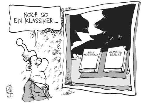 Cartoon: Armutsbericht (medium) by Kostas Koufogiorgos tagged koufogiorgos,kostas,karikatur,wirtschaft,geld,politik,zensur,münchhausen,michel,armutsbericht,armutsbericht,armut,regierung,obdachlosigkeit,geld,gesellschaft,roesler,karikatur,kostas,koufogiorgos