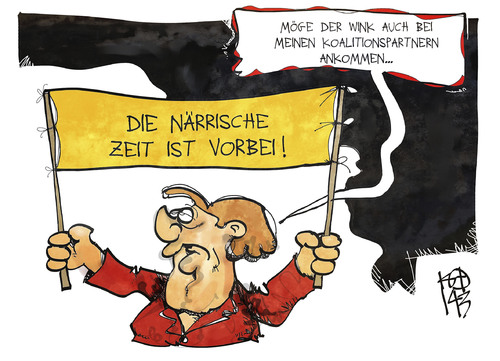 Cartoon: Aschermittwoch (medium) by Kostas Koufogiorgos tagged karikatur,illustration,cartoon,koufogiorgos,fasching,karneval,fastnacht,merkel,groko,koalition,regierung,politik,aschermittwoch,spd,cdu,csu,narren,närrisch,transparent,plakat,karikatur,illustration,cartoon,koufogiorgos,fasching,karneval,fastnacht,merkel,groko,koalition,regierung,politik,aschermittwoch,spd,cdu,csu,narren,närrisch,transparent,plakat