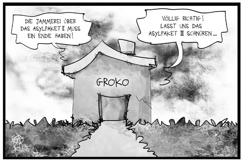 Cartoon: Asylpakete (medium) by Kostas Koufogiorgos tagged karikatur,koufogiorgos,illustration,cartoon,asylpaket,groko,haus,regierung,koalition,spd,csu,cdu,flüchtlingspolitik,streit,politik,karikatur,koufogiorgos,illustration,cartoon,asylpaket,groko,haus,regierung,koalition,spd,csu,cdu,flüchtlingspolitik,streit,politik