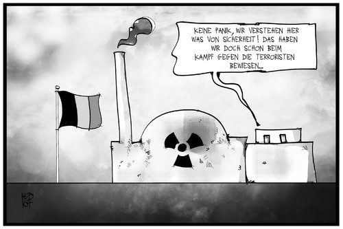 Cartoon: Atomkraft (medium) by Kostas Koufogiorgos tagged karikatur,koufogiorgos,illustration,cartoon,akw,atomkraft,sicherheit,belgien,doel,terrorismus,nuklear,energie,panne,meiler,karikatur,koufogiorgos,illustration,cartoon,akw,atomkraft,sicherheit,belgien,doel,terrorismus,nuklear,energie,panne,meiler