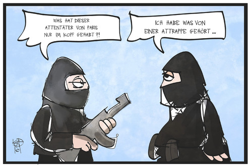 Cartoon: Attrappen-Anschlag in Paris (medium) by Kostas Koufogiorgos tagged karikatur,koufogiorgos,illustration,cartoon,paris,terrorist,terrorismus,attrappe,anschlag,attentat,gehirn,kopf,islamismus,karikatur,koufogiorgos,illustration,cartoon,paris,terrorist,terrorismus,attrappe,anschlag,attentat,gehirn,kopf,islamismus