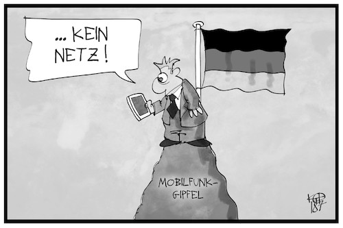 Cartoon: Auf dem Mobilfunkgipfel... (medium) by Kostas Koufogiorgos tagged karikatur,koufogiorgos,illustration,cartoon,mobilfunk,gipfel,kommunikation,funkloch,netz,telekommunikation,handy,deutschland,technik,technologie,kunde,karikatur,koufogiorgos,illustration,cartoon,mobilfunk,gipfel,kommunikation,funkloch,netz,telekommunikation,handy,deutschland,technik,technologie,kunde