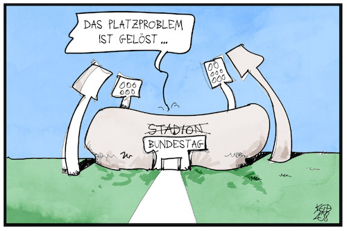 Cartoon: Aufgeblähter Bundestag (medium) by Kostas Koufogiorgos tagged karikatur,koufogiorgos,illustration,cartoon,bundestag,stadion,fussball,arena,platz,wahlrecht,reform,abgeordnete,demokratie,mandat,sitze,karikatur,koufogiorgos,illustration,cartoon,bundestag,stadion,fussball,arena,platz,wahlrecht,reform,abgeordnete,demokratie,mandat,sitze