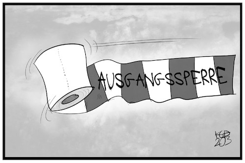 Cartoon: Ausgangssperre (medium) by Kostas Koufogiorgos tagged karikatur,koufogiorgos,illustration,cartoon,ausgangssperre,klopapier,schranke,corona,virus,pandemie,krankheit,karikatur,koufogiorgos,illustration,cartoon,ausgangssperre,klopapier,schranke,corona,virus,pandemie,krankheit