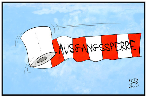 Cartoon: Ausgangssperre (medium) by Kostas Koufogiorgos tagged karikatur,koufogiorgos,illustration,cartoon,ausgangssperre,klopapier,schranke,corona,virus,pandemie,krankheit,karikatur,koufogiorgos,illustration,cartoon,ausgangssperre,klopapier,schranke,corona,virus,pandemie,krankheit