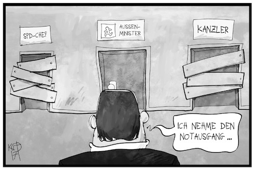 Cartoon: Außenminister Gabriel (medium) by Kostas Koufogiorgos tagged karikatur,koufogiorgos,illustration,cartoon,gabriel,spd,außenminister,vorsitz,kanzlerkandidat,tür,notausgang,politik,partei,karikatur,koufogiorgos,illustration,cartoon,gabriel,spd,außenminister,vorsitz,kanzlerkandidat,tür,notausgang,politik,partei