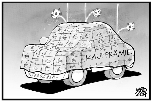 Cartoon: Auto-Kaufprämie (medium) by Kostas Koufogiorgos tagged karikatur,koufogiorgos,illustration,cartoon,corona,autobauer,wirtschaft,autoindustrie,kaufprämie,staatshilfe,karikatur,koufogiorgos,illustration,cartoon,corona,autobauer,wirtschaft,autoindustrie,kaufprämie,staatshilfe