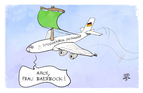 Cartoon: Baerbocks Flugzeug (medium) by Kostas Koufogiorgos tagged karikatur,koufogiorgos,illustration,cartoon,baerbock,flugzeug,oekologisch,umweltfreundliche,reise,aussenministerin,segelflieger,karikatur,koufogiorgos,illustration,cartoon,baerbock,flugzeug,oekologisch,umweltfreundliche,reise,aussenministerin,segelflieger