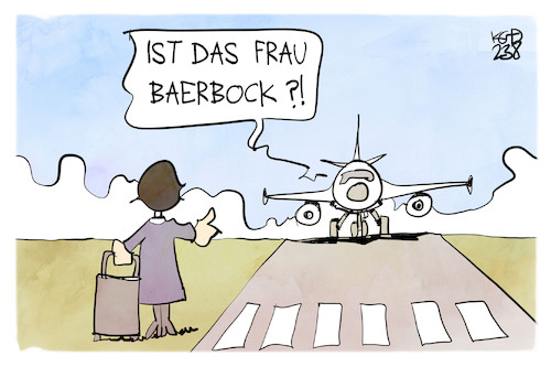 Cartoon: Baerbocks Flugzeugpanne (medium) by Kostas Koufogiorgos tagged karikatur,koufogiorgos,baerbock,anhalter,flugzeug,panne,flug,regierungsflieger,karikatur,koufogiorgos,baerbock,anhalter,flugzeug,panne,flug,regierungsflieger