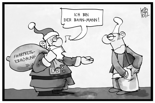 Cartoon: Bahnpreise (medium) by Kostas Koufogiorgos tagged karikatur,koufogiorgos,illustration,cartoon,weihnachtsmann,bahn,bahnmann,michel,forderung,ticket,fahrpreis,geld,tarif,erhöhung,verbraucher,karikatur,koufogiorgos,illustration,cartoon,weihnachtsmann,bahn,bahnmann,michel,forderung,ticket,fahrpreis,geld,tarif,erhöhung,verbraucher