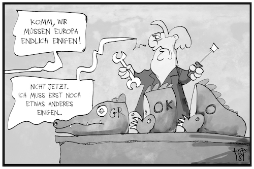 Cartoon: Baustelle Groko (medium) by Kostas Koufogiorgos tagged karikatur,koufogiorgos,illustration,cartoon,sondierung,groko,merkel,grokodil,europa,zusammenbau,einigen,bausatz,partei,politik,demokratie,regierungsbildung,karikatur,koufogiorgos,illustration,cartoon,sondierung,groko,merkel,grokodil,europa,zusammenbau,einigen,bausatz,partei,politik,demokratie,regierungsbildung