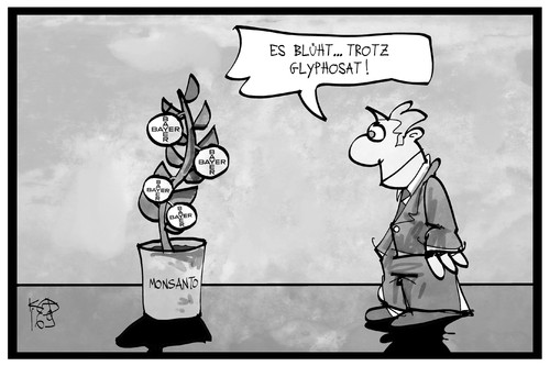 Cartoon: Bayer-Monsanto (medium) by Kostas Koufogiorgos tagged karikatur,koufogiorgos,illustration,cartoon,bayer,monsanto,strauch,logo,wirtschaft,frucht,blühen,industrie,chemie,saatgut,glyphosat,karikatur,koufogiorgos,illustration,cartoon,bayer,monsanto,strauch,logo,wirtschaft,frucht,blühen,industrie,chemie,saatgut,glyphosat