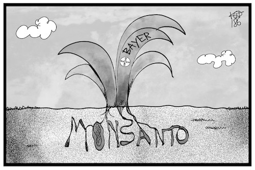 Cartoon: Bayer-Monsanto (medium) by Kostas Koufogiorgos tagged karikatur,koufogiorgos,illustration,cartoon,bayer,monsanto,firma,übernahme,pflanze,wurzel,wirtschaft,saatgut,glyphosat,chemie,karikatur,koufogiorgos,illustration,cartoon,bayer,monsanto,firma,übernahme,pflanze,wurzel,wirtschaft,saatgut,glyphosat,chemie