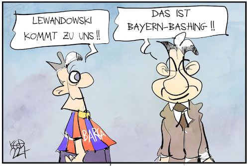 Cartoon: Bayernbashing (medium) by Kostas Koufogiorgos tagged kostas,koufogiorgos,bayern,bashing,lewandowski,fussball,kostas,koufogiorgos,bayern,bashing,lewandowski,fussball