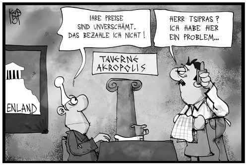 Cartoon: Beim Griechen (medium) by Kostas Koufogiorgos tagged karikatur,koufogiorgos,illustration,cartoon,tsipras,griechenland,taverne,lokal,restaurant,preis,wirt,wirtschaft,politik,geld,karikatur,koufogiorgos,illustration,cartoon,tsipras,griechenland,taverne,lokal,restaurant,preis,wirt,wirtschaft,politik,geld