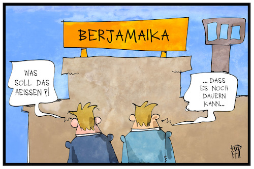 Cartoon: BERJAMAIKA (medium) by Kostas Koufogiorgos tagged karikatur,koufogiorgos,illustration,cartoon,ber,flughafen,eröffnung,jamaika,berlin,regierung,koalition,politik,baustelle,karikatur,koufogiorgos,illustration,cartoon,ber,flughafen,eröffnung,jamaika,berlin,regierung,koalition,politik,baustelle