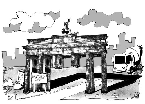 Cartoon: Berliner Baustellenzufahrt (medium) by Kostas Koufogiorgos tagged baustelle,zufahrt,east,side,gallery,bauwerk,berlin,protest,ddr,karikatur,kostas,koufogiorgos,baustelle,zufahrt,east,side,gallery,bauwerk,berlin,protest,ddr,karikatur,kostas,koufogiorgos