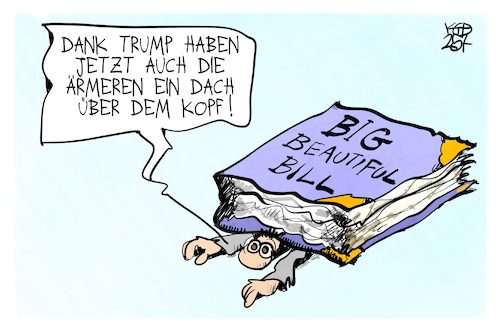 Cartoon: Big beautiful Bill (medium) by Kostas Koufogiorgos tagged karikatur,koufogiorgos,gesetz,usa,big,beautiful,bill,armut,dach,karikatur,koufogiorgos,gesetz,usa,big,beautiful,bill,armut,dach