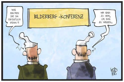 Cartoon: Bilderberg-Konferenz (medium) by Kostas Koufogiorgos tagged karikatur,koufogiorgos,illustration,cartoon,bilderberg,michel,dresden,konferenz,geheim,konspirativ,arm,reich,mächtig,politik,wirtschaft,karikatur,koufogiorgos,illustration,cartoon,bilderberg,michel,dresden,konferenz,geheim,konspirativ,arm,reich,mächtig,politik,wirtschaft