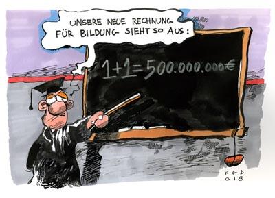 Cartoon: Bildungsoffensive (medium) by Kostas Koufogiorgos tagged bildung,schule,bildung,schule,rechnung,beiträge,millionen,tafel,kreide,11lineal