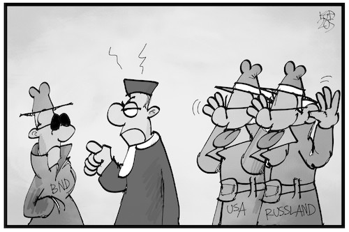 Cartoon: BND-Kontrolle (medium) by Kostas Koufogiorgos tagged karikatur,koufogiorgos,illustration,cartoon,bverfg,spion,bnd,verfasssungsrichter,urteil,abhören,agent,russland,usa,deutschland,karikatur,koufogiorgos,illustration,cartoon,bverfg,spion,bnd,verfasssungsrichter,urteil,abhören,agent,russland,usa,deutschland