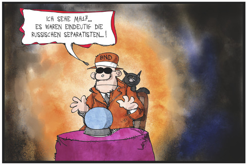 Cartoon: BND (medium) by Kostas Koufogiorgos tagged karikatur,koufogiorgos,illustration,cartoon,mh17,bnd,wahrsager,zukunft,agent,ukraine,konflikt,russische,separatisten,politik,geheimdienst,karikatur,koufogiorgos,illustration,cartoon,mh17,bnd,wahrsager,zukunft,agent,ukraine,konflikt,russische,separatisten,politik,geheimdienst