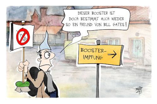 Cartoon: Booster-Impfung (medium) by Kostas Koufogiorgos tagged karikatur,koufogiorgos,illustration,cartoon,gates,booster,impfung,corona,pandemie,impfstoff,karikatur,koufogiorgos,illustration,cartoon,gates,booster,impfung,corona,pandemie,impfstoff