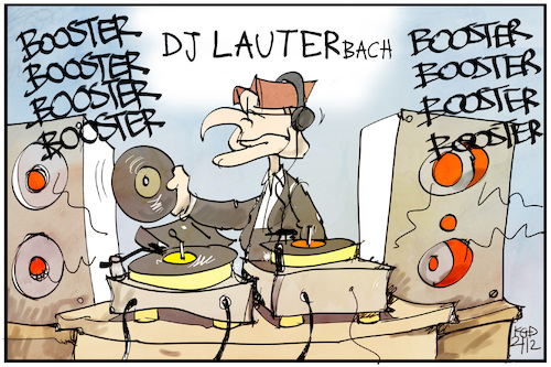 Cartoon: Boosterimpfung (medium) by Kostas Koufogiorgos tagged karikatur,koufogiorgos,illustration,cartoon,booster,dj,lauterbach,musik,platten,karikatur,koufogiorgos,illustration,cartoon,booster,dj,lauterbach,musik,platten