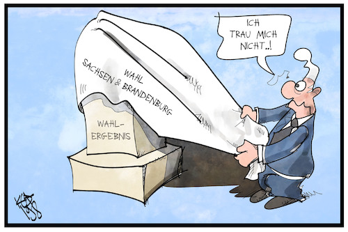 Cartoon: Brandenburg und Sachsen (medium) by Kostas Koufogiorgos tagged karikatur,koufogiorgos,illustration,cartoon,brandenburg,ergebnis,wahl,landtagswahl,michel,demokratie,angst,mut,karikatur,koufogiorgos,illustration,cartoon,brandenburg,ergebnis,wahl,landtagswahl,michel,demokratie,angst,mut