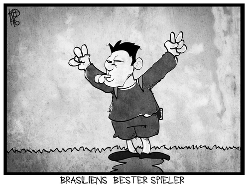 Cartoon: Brasiliens bester Spieler (medium) by Kostas Koufogiorgos tagged karikatur,koufogiorgos,cartoon,illustration,brasilien,wm,fussball,mannschaft,schiedsrichter,sport,spieler,fehlentscheidung,karikatur,koufogiorgos,cartoon,illustration,brasilien,wm,fussball,mannschaft,schiedsrichter,sport,spieler,fehlentscheidung