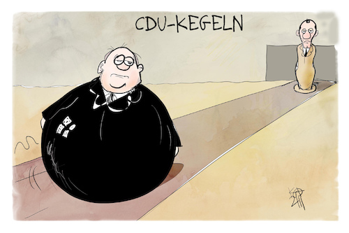 Cartoon: Braun und Merz (medium) by Kostas Koufogiorgos tagged karikatur,koufogiorgos,illustration,cartoon,braun,merz,kegeln,cdu,vorsitz,bowling,karikatur,koufogiorgos,illustration,cartoon,braun,merz,kegeln,cdu,vorsitz,bowling