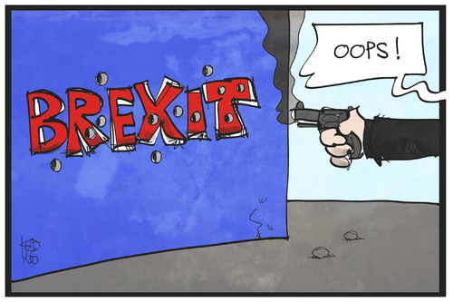 Cartoon: Brexit (medium) by Kostas Koufogiorgos tagged karikatur,koufogiorgos,illustration,cartoon,brexit,schiessen,schuss,jo,cox,uk,grossbritannien,europa,austritt,exit,attentat,karikatur,koufogiorgos,illustration,cartoon,brexit,schiessen,schuss,jo,cox,uk,grossbritannien,europa,austritt,exit,attentat