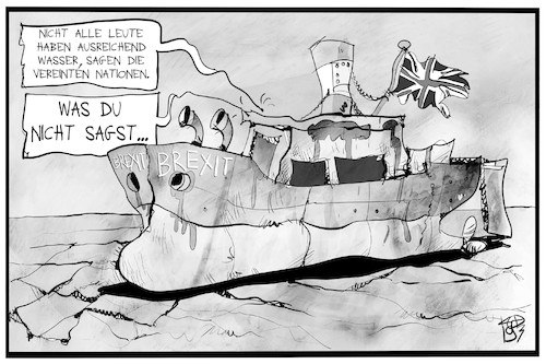 Cartoon: Brexit (medium) by Kostas Koufogiorgos tagged karikatur,koufogiorgos,illustration,cartoon,brexit,wasser,knappheit,un,vereinte,nationen,schiff,trockenheit,uk,eu,europa,grossbritannien,karikatur,koufogiorgos,illustration,cartoon,brexit,wasser,knappheit,un,vereinte,nationen,schiff,trockenheit,uk,eu,europa,grossbritannien