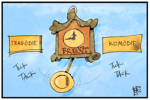 Cartoon: Brexit (medium) by Kostas Koufogiorgos tagged karikatur,koufogiorgos,illustration,cartoon,tragödie,komödie,brexit,uhr,schwanken,europa,eu,austritt,uk,grossbritannien,karikatur,koufogiorgos,illustration,cartoon,tragödie,komödie,brexit,uhr,schwanken,europa,eu,austritt,uk,grossbritannien