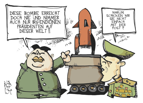 Cartoon: Briefbombe (medium) by Kostas Koufogiorgos tagged koufogiorgos,kostas,karikatur,konflikt,rakete,nordkorea,bundespräsident,gauck,briefbombe,bombe,bombe,briefbombe,gauck,bundespräsident,nordkorea,rakete,konflikt,karikatur,kostas,koufogiorgos