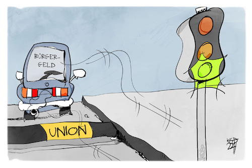 Cartoon: Bürgergeld (medium) by Kostas Koufogiorgos tagged karikatur,koufogiorgos,bürgergeld,union,ampel,bremsschwelle,auto,karikatur,koufogiorgos,bürgergeld,union,ampel,bremsschwelle,auto