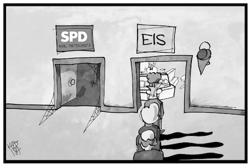 Cartoon: Bundesparteitag SPD (medium) by Kostas Koufogiorgos tagged karikatur,koufogiorgos,illustration,cartoon,bundesparteitag,spd,eis,wetter,andrang,priorität,partei,schlange,eisdiele,eisverkauf,karikatur,koufogiorgos,illustration,cartoon,bundesparteitag,spd,eis,wetter,andrang,priorität,partei,schlange,eisdiele,eisverkauf